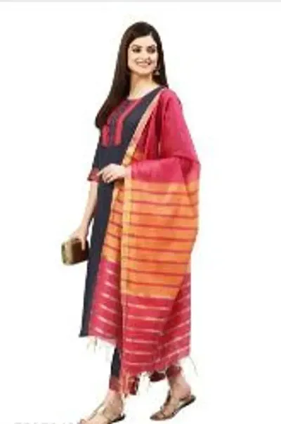 Stylish Women Rayon Kurta, Bottom and Dupatta Set