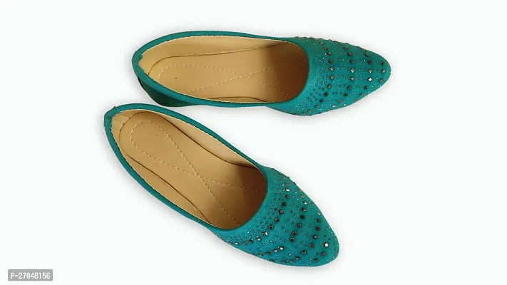 Elegant Green Synthetic Embellished Bellies For Women