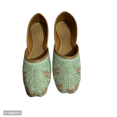 Elegant Green Synthetic Embellished Bellies For Women