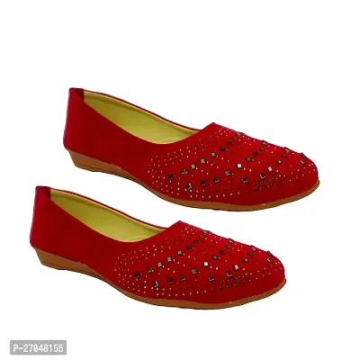 Elegant Maroon Synthetic Embellished Bellies For Women