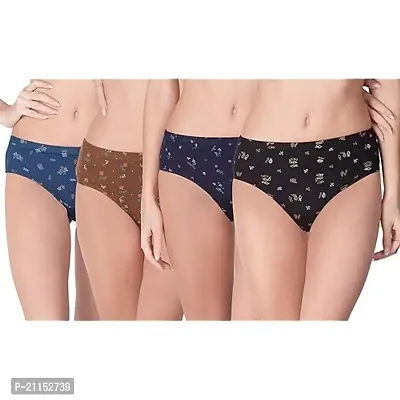 Womens Brief 100% Cotton Hipster Panty Inner wear Combo Pack of 4