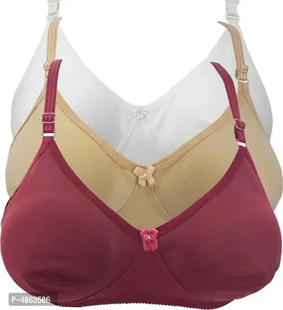 Comfortable Cotton Spandex Lightly Padded Bra ( Pack Of 3 )