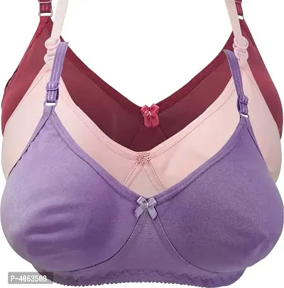 Comfortable Cotton Spandex Lightly Padded Bra ( Pack Of 3 )