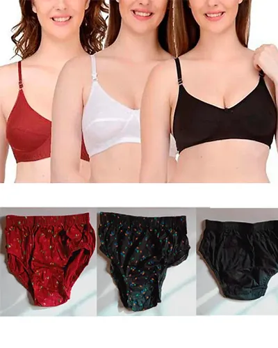 Set Of 3 Bra Panty Combo For Women