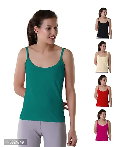 Women Cotton Blend Solid Camisole Combo pack of 5