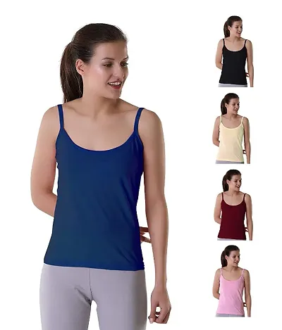 Women Blend Solid Camisole Combo pack of 5