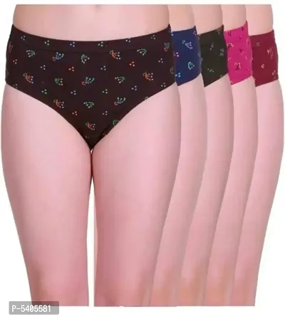 Cotton Multicolored Printed Hipster Printed Brief (Pack of 5)