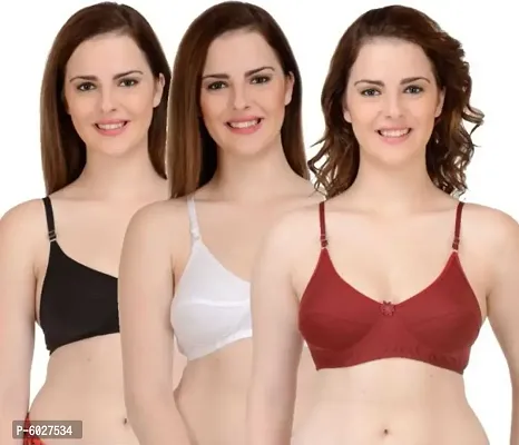women non padded cotton spandex bra pack of 3