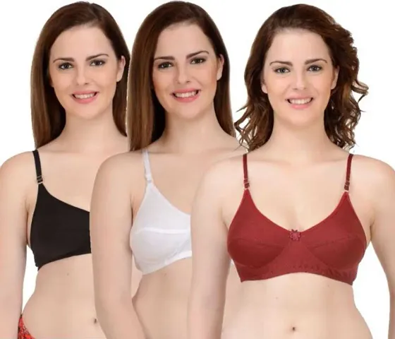 Solid Non Padded Basic Bra Pack Of 3