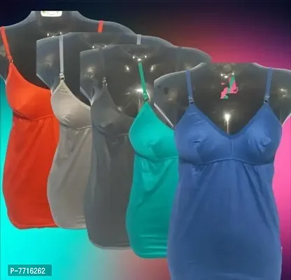 women cotton multicolour solid adjustable bra slips pack of 5-thumb0