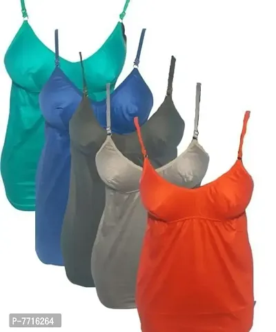 women cotton multicolour solid adjustable bra slips pack of 5