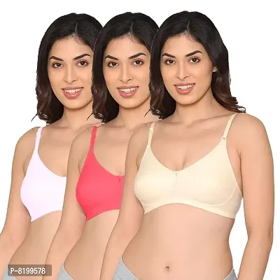 Classic Cotton Spandex Solid Non Padded Bras Pack of 3