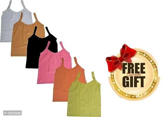 Sasssy girl kids cotton inner camisole slips pack of 6 with free gift-thumb0