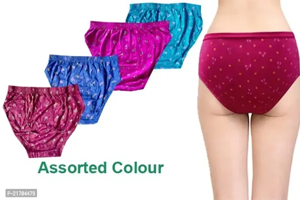 Trendy Women Fancy cotton hipster multicolour printed panty combo brief pack of 4