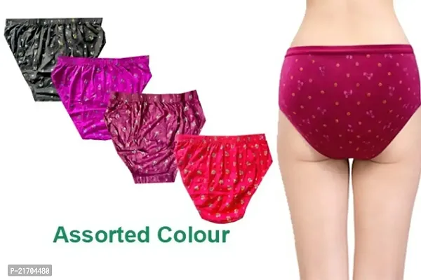 Trendy Women Fancy cotton hipster multicolour printed panty combo brief pack of 4