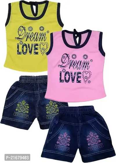 Fabulous  Multicoloured Top With Bottom Set For Girls
