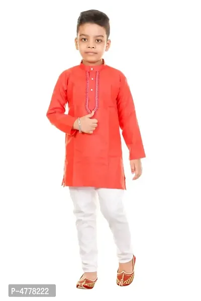 FASHION GARMENTS COMFORTABLE PRETTY Kids Ethnic Wear Kurta Pajama For Boys (RED)-thumb0