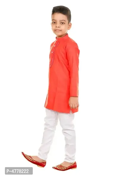 FASHION GARMENTS COMFORTABLE PRETTY Kids Ethnic Wear Kurta Pajama For Boys (RED)-thumb3