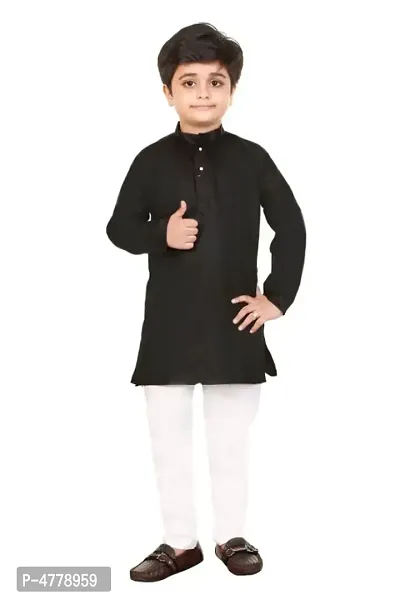 Fashion Garments Cotton Kurta Pajama Set for Boys Kids (BLK)-thumb0