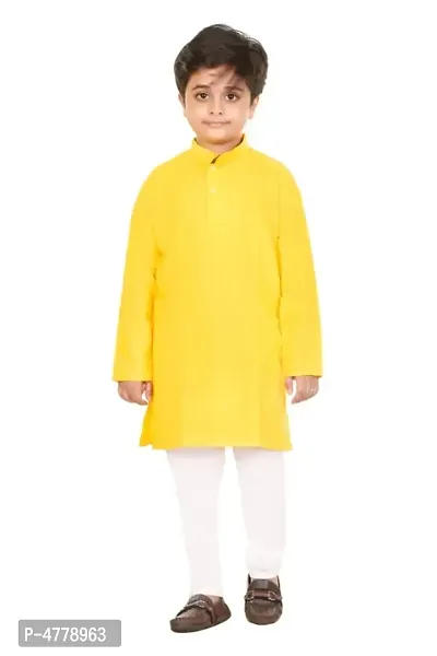Fashion Garments Cotton Kurta Pajama Set for Boys Kids (YELLOW)