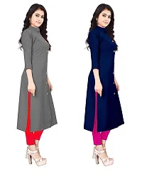 FANCY RAYON A-LINE STRAIGHT KURTA  GREY AND BLUE COMBO-2-thumb1