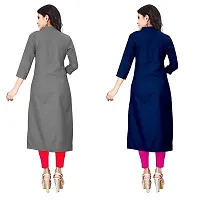 FANCY RAYON A-LINE STRAIGHT KURTA  GREY AND BLUE COMBO-2-thumb2