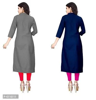 FANCY RAYON A-LINE STRAIGHT KURTA  GREY AND BLUE COMBO-2-thumb3