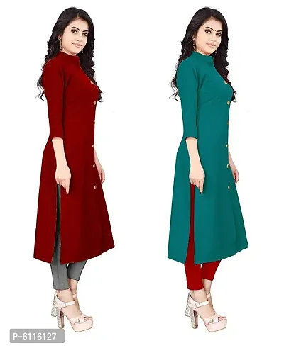 FANCY RAYON A-LINE STRAIGHT  MAROON and AQUA BLUE KURTA COMBO-2-thumb3