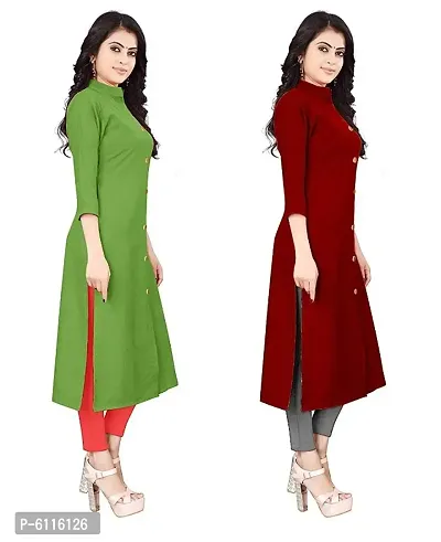 FANCY RAYON A-LINE STRAIGHT  GREEN and MAROON KURTA COMBO-2-thumb2