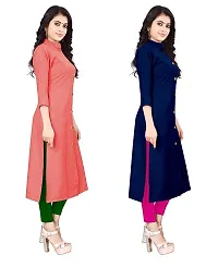 FANCY RAYON A-LINE STRAIGHT PINK and NEVY BLUE KURTA COMBO-2-thumb1