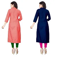 FANCY RAYON A-LINE STRAIGHT PINK and NEVY BLUE KURTA COMBO-2-thumb2