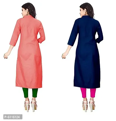 FANCY RAYON A-LINE STRAIGHT PINK and NEVY BLUE KURTA COMBO-2-thumb3