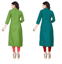 FANCY RAYON A-LINE STRAIGHT  GREEN and AQUA BLUE KURTA COMBO-2-thumb1