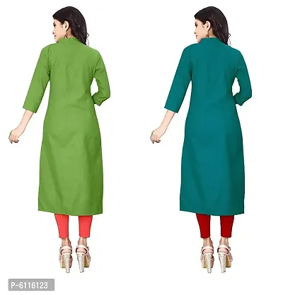 FANCY RAYON A-LINE STRAIGHT  GREEN and AQUA BLUE KURTA COMBO-2-thumb2