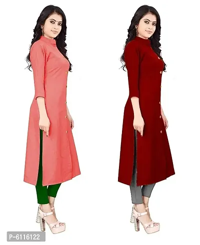 FANCY RAYON A-LINE STRAIGHT PINK and MAROON KURTA COMBO-2-thumb3