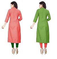 FANCY RAYON A-LINE STRAIGHT PINK and GREEN KURTA COMBO-2-thumb1