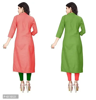 FANCY RAYON A-LINE STRAIGHT PINK and GREEN KURTA COMBO-2-thumb2