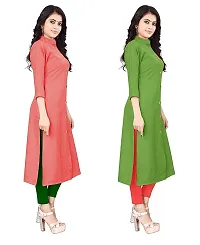 FANCY RAYON A-LINE STRAIGHT PINK and GREEN KURTA COMBO-2-thumb2