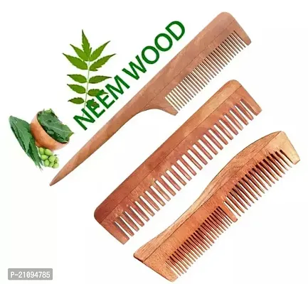 Fancy Women Brown Wooden Hair Combs (Pack-3)