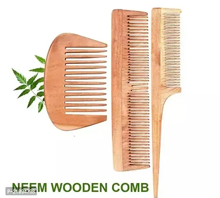 Kacchi Neem Comb, Wooden Comb | Hair Growth, Hairfall, Dandruff Control | Hair Straightening, Frizz Control | Comb For Men, Women | Treated With Neem Oil, And 17 Herbs.02