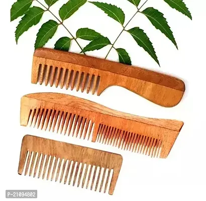 Neem Wooden Comb | Hair Comb Set Combo For Women And Men-thumb0