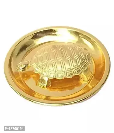 Rudraksham Creations Feng Shui Turtle Plate (Standard, Gold)-thumb0