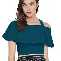 D-Butterfly Polyester One Shoulder Crop Top for Women | Stylish Knitted Short Top for Girls-XL.-thumb2