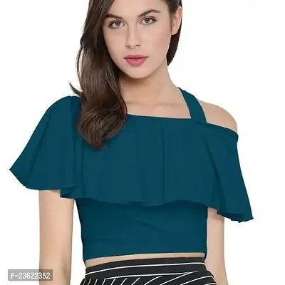 D-Butterfly Polyester One Shoulder Crop Top for Women | Stylish Knitted Short Top for Girls-XL.-thumb3