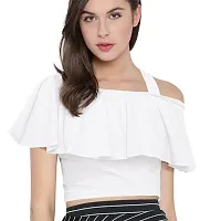 D-Butterfly Polyester One Shoulder Crop Top for Women | Stylish Knitted Short Top for Girls-XL.-thumb1