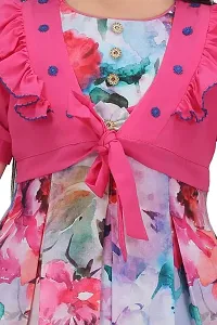 Farhin Girls Fashion New Cotton Flower Printed Knee Length Frocks  Dresses-thumb4