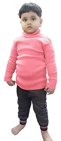 TohuBohu Kid's Cotton High Neck T Shirts, 5-6 Year Pink Black-thumb1