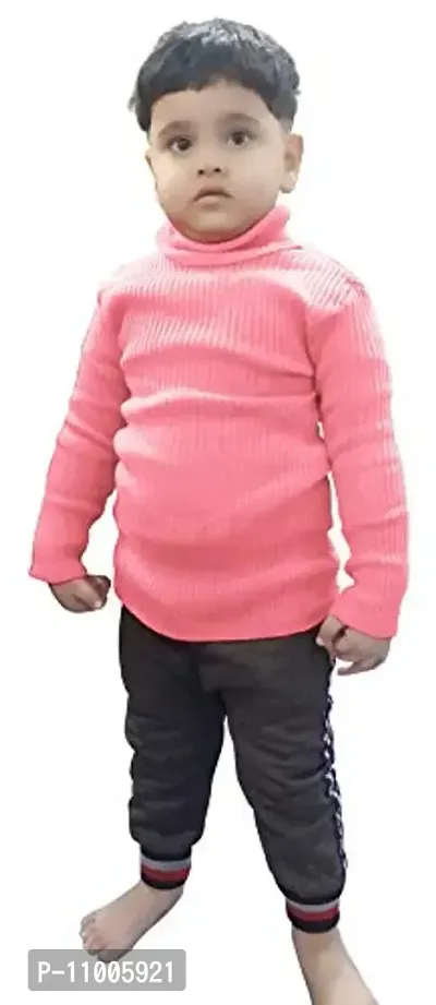 TohuBohu Kid's Cotton High Neck T Shirts, 5-6 Year Pink Black-thumb2