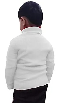TohuBohu Kid's Cotton High Neck Sweater (White)-thumb1