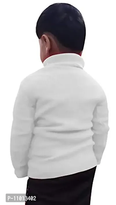 TohuBohu Kid's Cotton High Neck Sweater (White)-thumb2